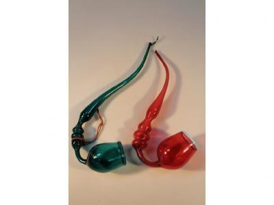 A Stourbridge type cranberry glass pipe