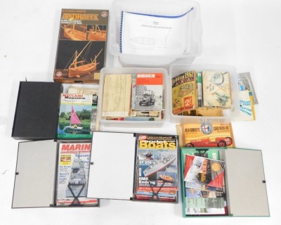 Model boat and radio controlled wares magazines, (3 boxes, 4 box files), and an Andraitx model boat kit. (a quantity) - 2