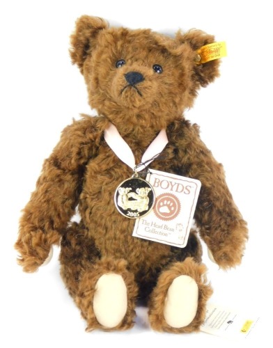 A Steiff Boyd's Head Bean Collection brown Teddy bear, with labels, 30cm high.