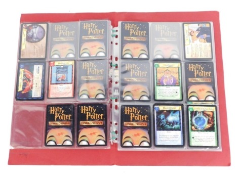 A group of Harry Potter Trading Card collector's cards.