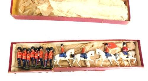 An early 20thC Britain's Soldiers Set, Coldstream Guards at Ease, soldiers, figures and equestrian, boxed.