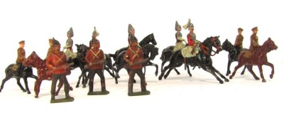 Various early 20thC Britain's lead soldiers, to include equestrian figures, various others contained in a cigar box. (a quantity)