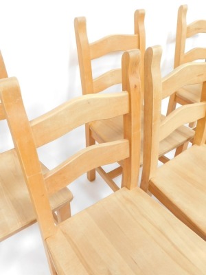 A set of six beech ladder back chairs, each with a solid seat. - 2