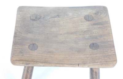 A rustic elm stool, 21cm high, 26cm wide, 21cm deep. - 2