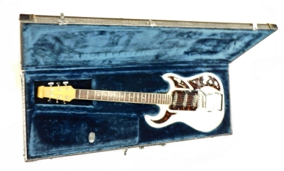 A 2004 Burns The Marvin Hank Marvin Anniversary Edition electric guitar, in white, Stratocaster no. 1706/2004, with certificate, other paperwork and outer case, 99cm long. - 8