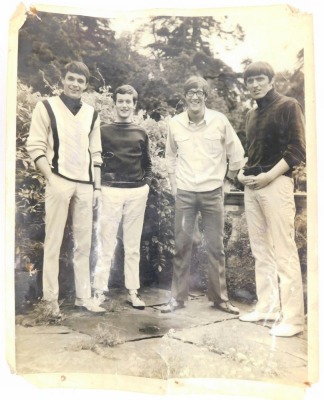 A 1960's signed black and white photograph of The Shadows, to include Hank Marvin, Bruce Welch, etc., dated 1967 verso, 26cm x 20cm.