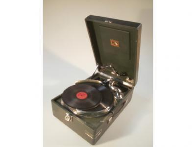 A HMV portable wind-up recorder player