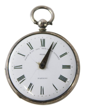 An early 20thC silver open faced pocket watch, with engine turned case, Roman numeric numbered 4286 and mark Payne & Co, with hook top, 6cm high.