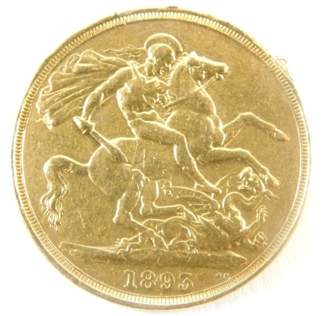 A Victorian double sovereign, 1893. (AF)