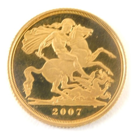 An Elizabeth II gold full sovereign, 2007.