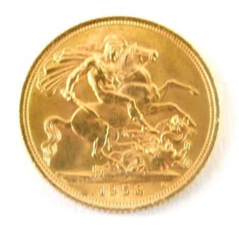 An Elizabeth II gold full sovereign, 1958.