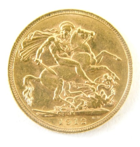 A George V gold full sovereign, 1912.