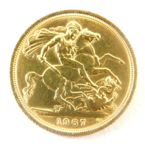 An Elizabeth II gold full sovereign, 1967.