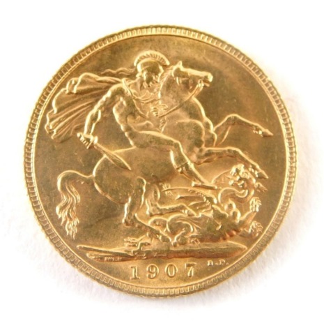 An Edward VII gold full sovereign, 1907.