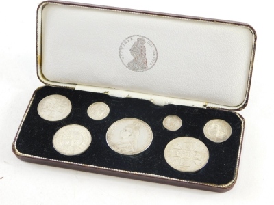 A Victorian jubilee silver coin set 1877, crown, etc. (7 coins, cased) - 2