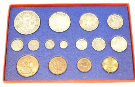 A George VI 1937 specimen coin set, to include crown, half crown, etc. (15 coins, boxed)