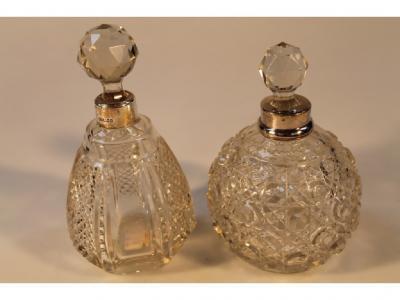 A late Victorian cut glass melon shape scent bottle