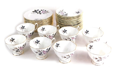 A Royal Albert Queen's Messenger part tea service, comprising cups, saucers and side plates, 16cm wide, printed marks beneath. (a quantity)