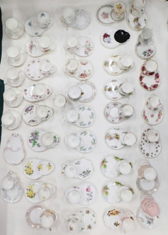 Various Royal Albert cabinet cups, trios, bone china and other, sandwich plate, cup and saucers sets, The Old Mill pattern cups, various others, Old Mill sandwich plate 23cm wide and cup sets, various other teaware, etc., various marks beneath. (a quanti