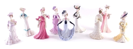 Various miniature Coalport lady figures, to include Lady Eliza, printed marks beneath, 12cm high, etc. (a quantity)