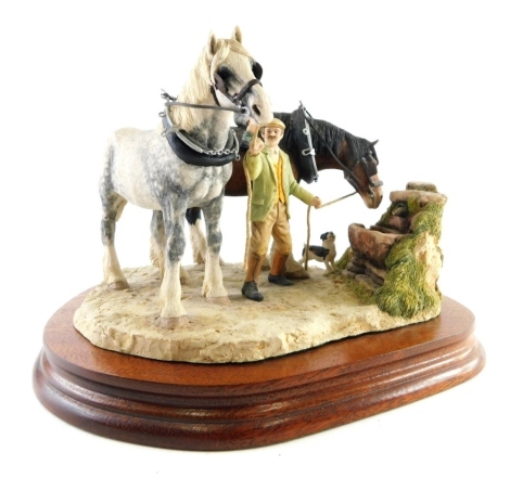 A Border Fine Arts James Herriot Every Living Thing figure group, limited edition figure group You Can Lead A Horse To Water, no. 334/1500, on wooden plinth base, 24cm wide, with certificate.