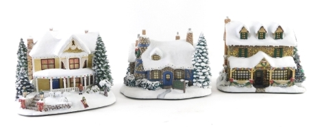 Various Hawthorne Village Winter scene cottages and buildings, to include Stone Half Restaurant, partially boxed, 13cm high. (a quantity)