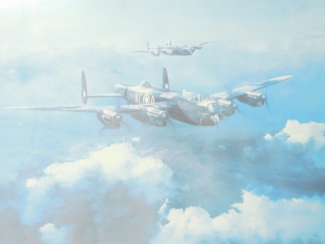 After Taylor. Lancaster, print, signed Leonard Cheshire, 35cm x 47cm.