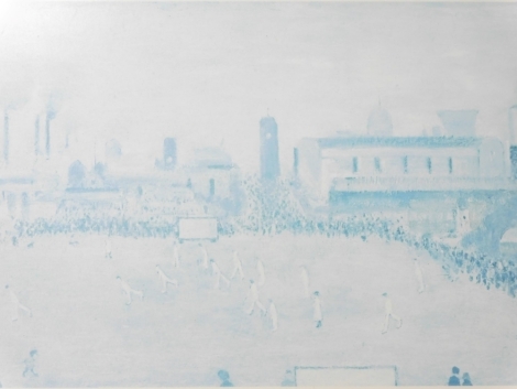 After Lowry. Lancashire Cricket Match, limited edition print no. 124/550, A watermark, unsigned, Cavendish Collection and Richmond Gallery labels verso, 34cm x 64cm. (AF)