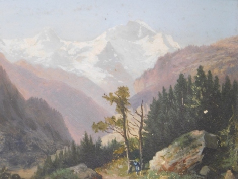 20thC Continental School. Alpine scene, oil on canvas, unsigned, 13cm x 19cm.