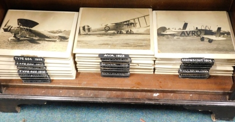 Various photographic prints of aeroplanes, to include Arrow Scout, ROI triplane, various other black and white prints, black and white aeroplane identification prints, etc. (a quantity)