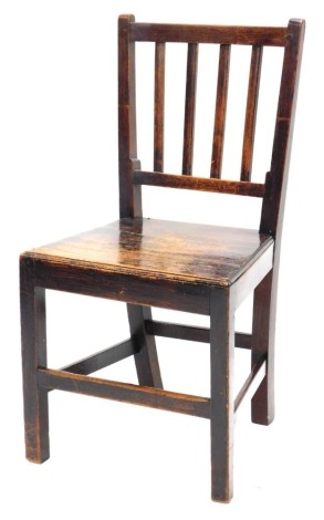 A 19thC stained mahogany side chair, with a slatted back.