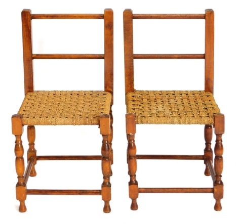 Two rope seated side chairs.