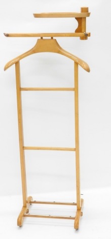 A beech gentleman's suit stand or valet stand, with hanging hooks, etc.