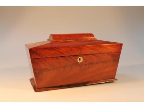 A Victorian mahogany sarcophagus tea caddy