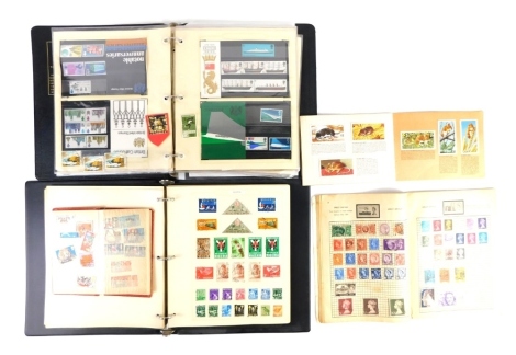 Various trade cards, etc., stamps, Brooke Bond tea cards, universal stamp album, first day covers 1969, and others, various collectors stamps, Australia, and others, mid 20thC and later. (2 albums)