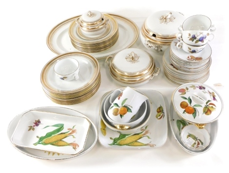 Various Royal Worcester Evesham pattern dinnerware, to include plates, 20cm wide, serving pieces, etc., and a Losolware part dinner service, in gilt on white ground, to include meat plate, etc. (a quantity)