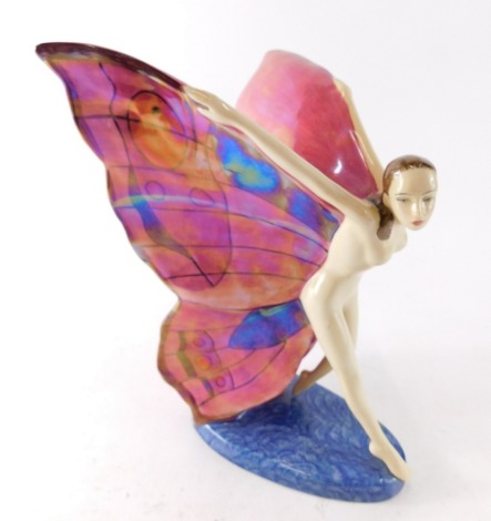 A Carltonware figure Butterfly Girl, limited edition number 130/350, pink colourway, printed marks beneath, 25cm high.