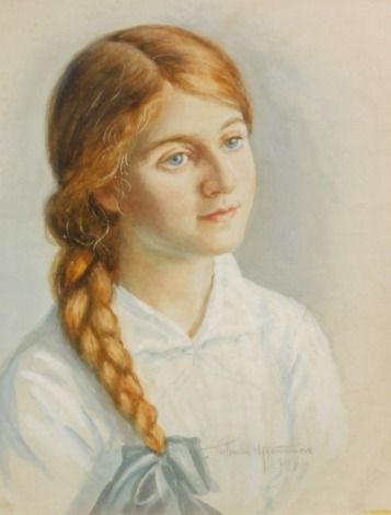 Charles Henry Finnemore (1875-1942). Portrait of a girl, watercolour, signed and dated July 1915, 29cm x 24cm.