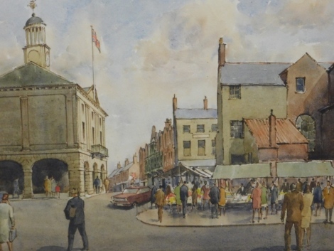 William Schone (20thC). Pontefract, watercolour, signed, artist's typed label verso, 36cm x 52cm.