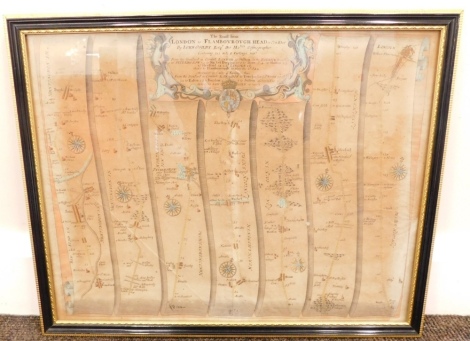 After Ogilby. London to Flamborough Head, map in colours, 35cm x 44cm.