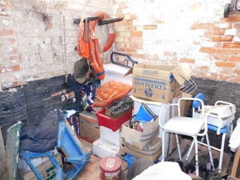 The residual contents of the garage, including folding stepladder, workmate, toys, bric a brac and general car boot sundries.