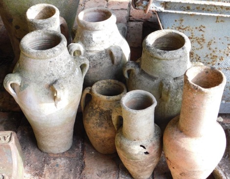 A group of Roman style garden amphora urns, the highest 38cm.