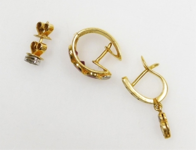 Three separate earrings, various styles and stones. - 3