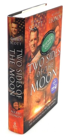 Scott (David) and Leonov (Alexei). Two Sides of the Moon, foreword Armstrong (Neil), introduction Hanks (Tom), signed by Scott and Leonov, hardback, published by Simon and Schuster, London 2004, with accompanying photo at book signing.