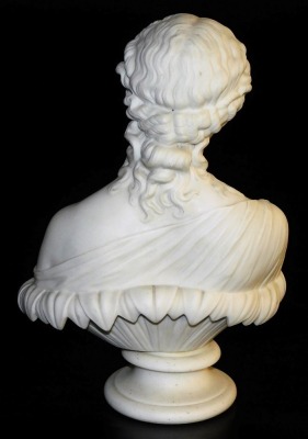 A late 19thC parian porcelain bust of Clytie, on a socle base, unsigned, 29cm high. - 2