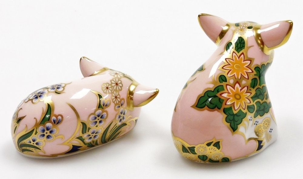工芸品 Crown Derby Sitting Pig 工芸品 Crown Derby Sitting Pig Two