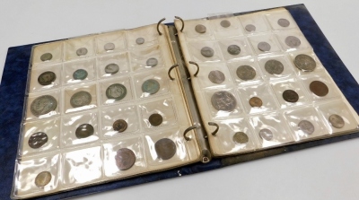 An album of pre decimal silver and copper coinage, to include half crowns, 1935 crown, florins, 1890 six pence, 1899 shilling, together with commemorative crowns. - 2