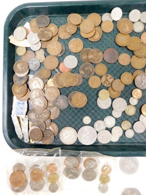 A group of pre decimal copper and other coinage, to include pennies, half pennies, a Queen Victoria 1889 crown, 1912 threepence, commemorative crowns, etc. (1 tin) - 2