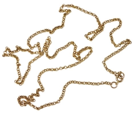 A 9ct gold belcher link neck chain, on a bolt ring clasp, 61cm wide, 5.2g.