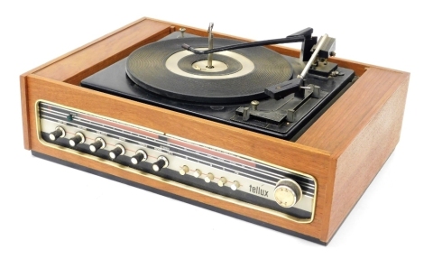 A Telux vintage radio record player, wooden cased.